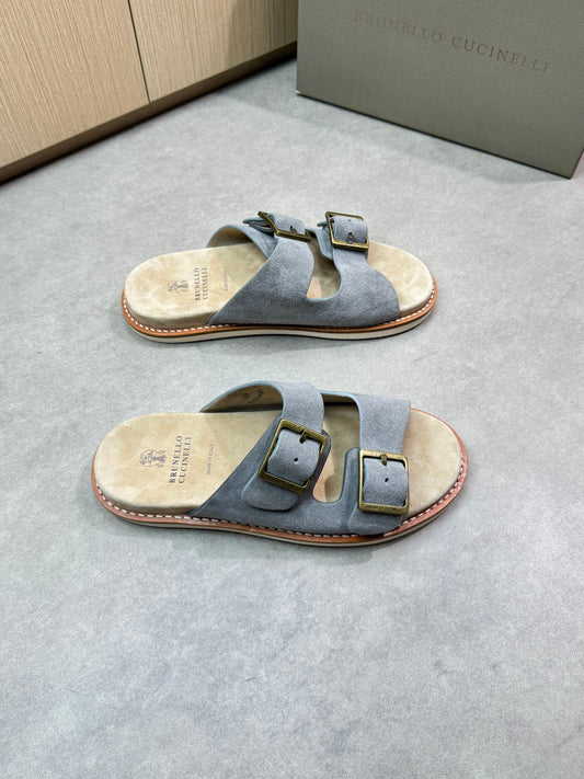brunello 25ss leather slippers