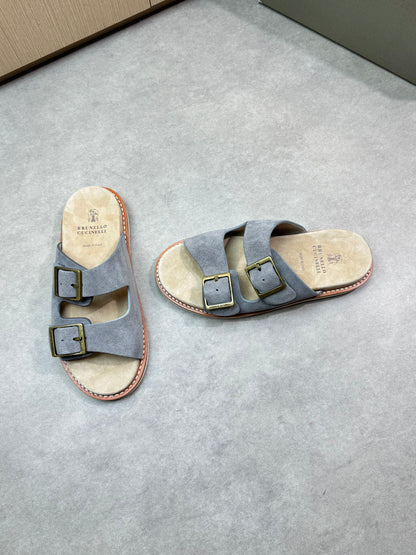 brunello 25ss leather slippers