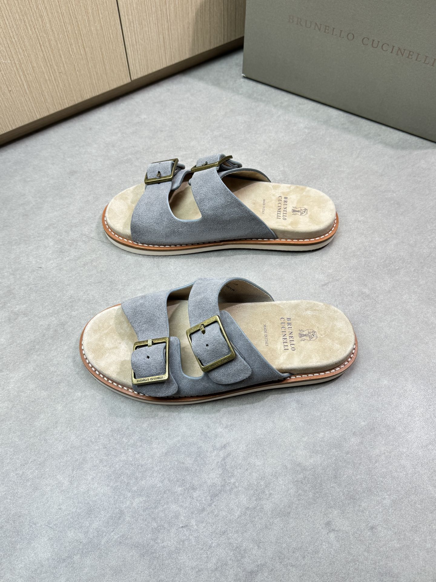 brunello 25ss leather slippers