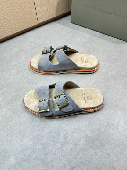 brunello 25ss leather slippers