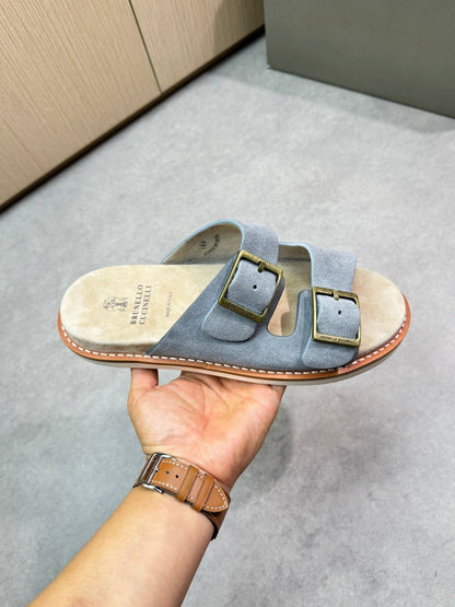 brunello 25ss leather slippers