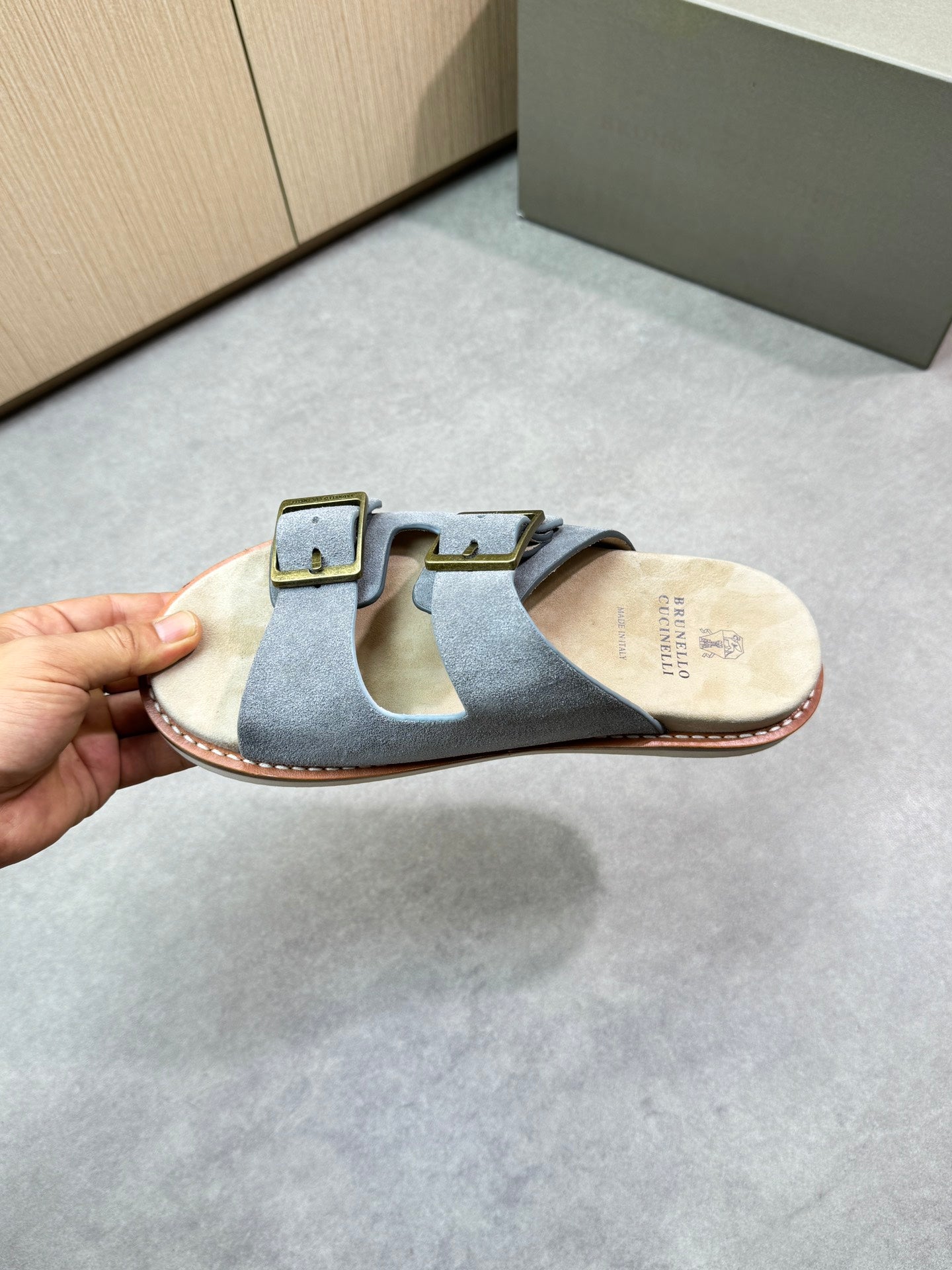 brunello 25ss leather slippers