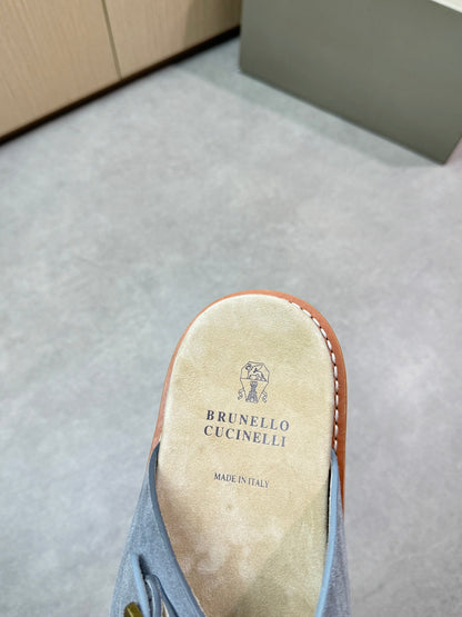 brunello 25ss leather slippers