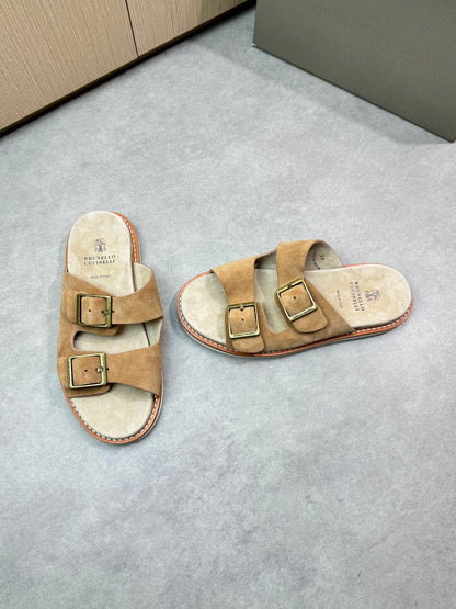 brunello 25ss leather slippers