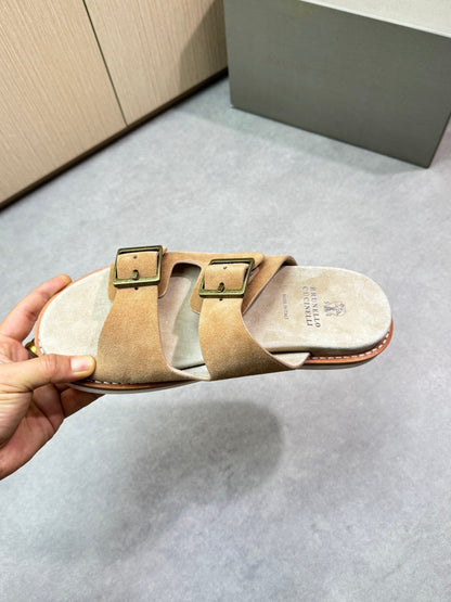 brunello 25ss leather slippers