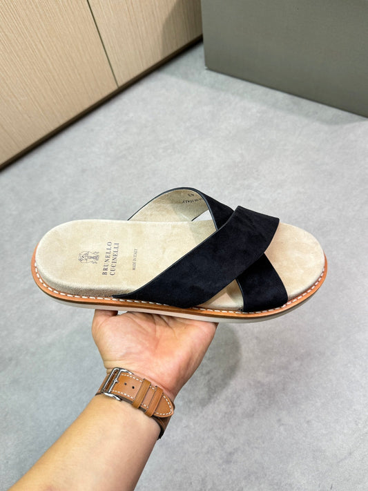 Brunello 25ss leather slippers