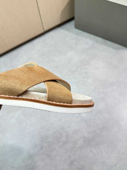 Brunello 25ss leather slippers