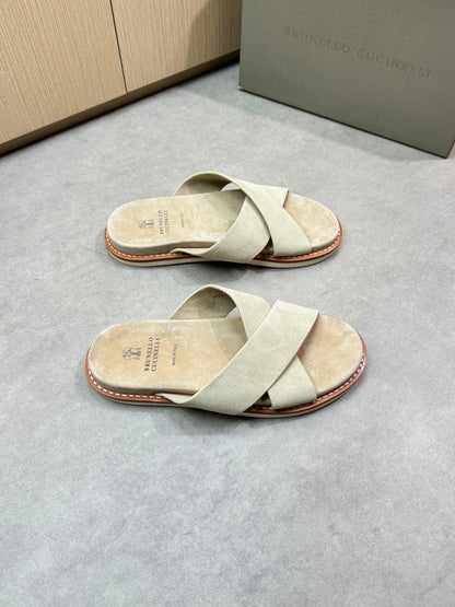 Brunello 25ss leather slippers