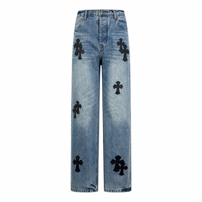 Chrome logo patch jeans