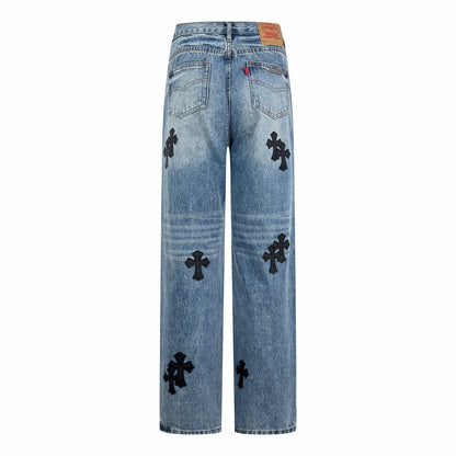 Chrome logo patch jeans