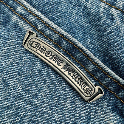 Chrome logo patch jeans
