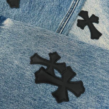 Chrome logo patch jeans