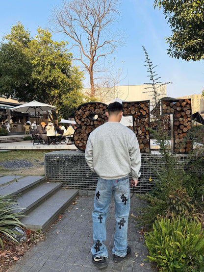 Chrome logo patch jeans