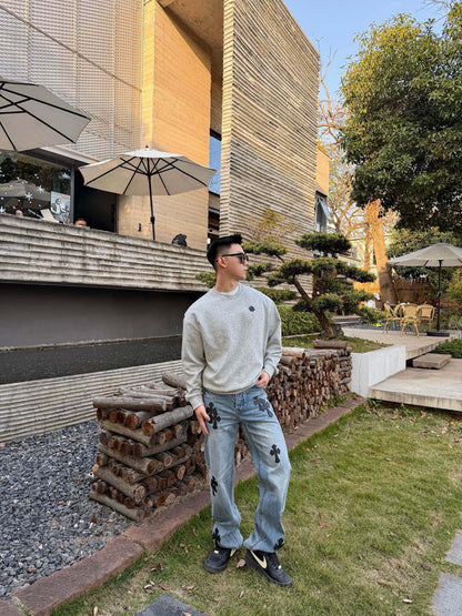 Chrome logo patch jeans