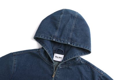 Miu hooded denim jacket