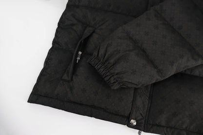 Chrome jacquard down jacket
