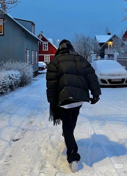 Chrome jacquard down jacket