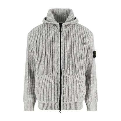 Stone knitted zip-up cardigan