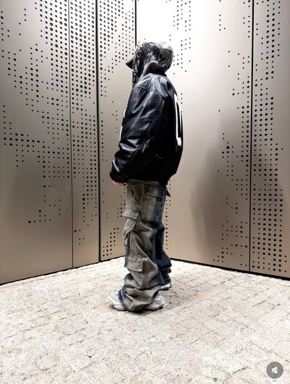 Balen applique leather jacket