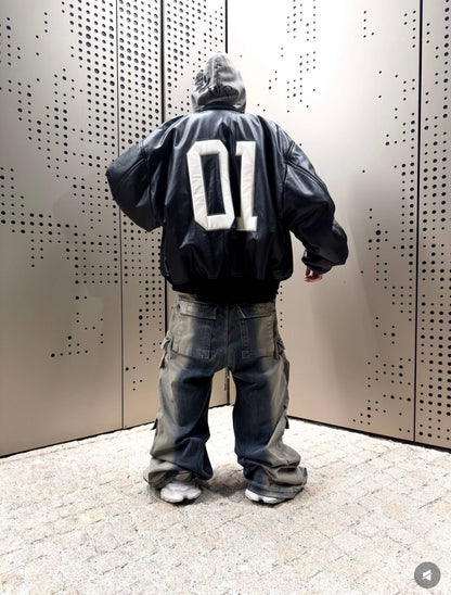 Balen applique leather jacket