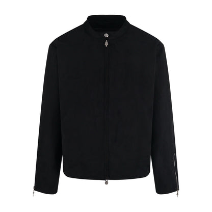 Chrome suede varsity jacket