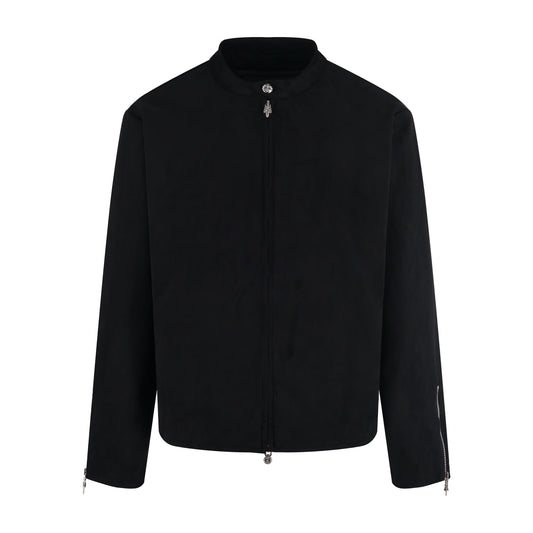 Chrome suede varsity jacket