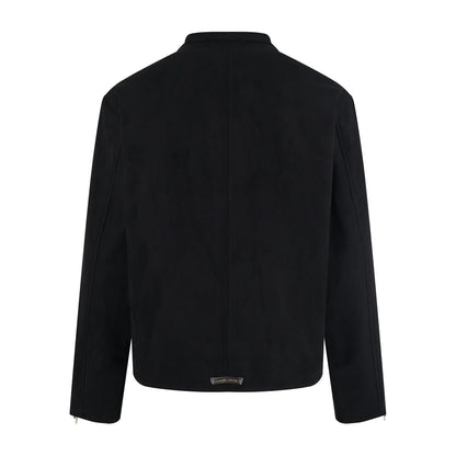 Chrome suede varsity jacket