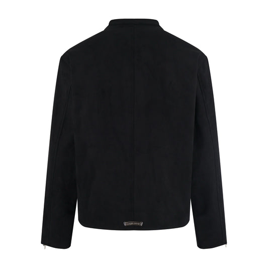 Chrome suede varsity jacket