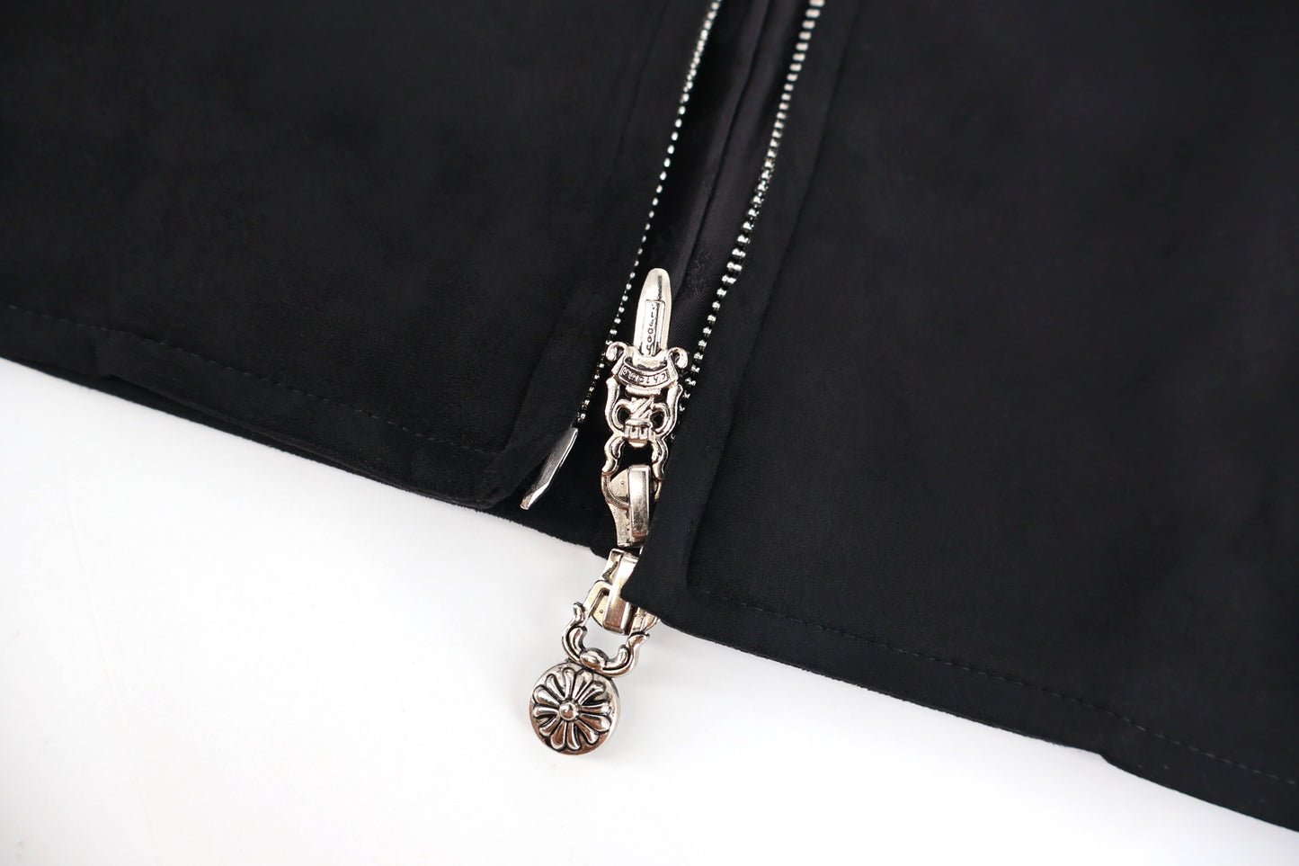 Chrome suede varsity jacket