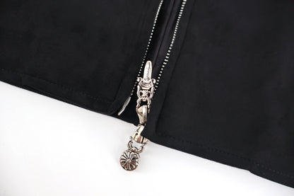 Chrome suede varsity jacket