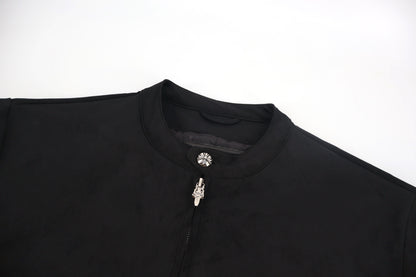 Chrome suede varsity jacket