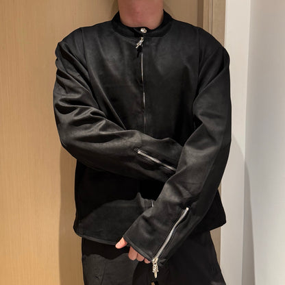 Chrome suede varsity jacket