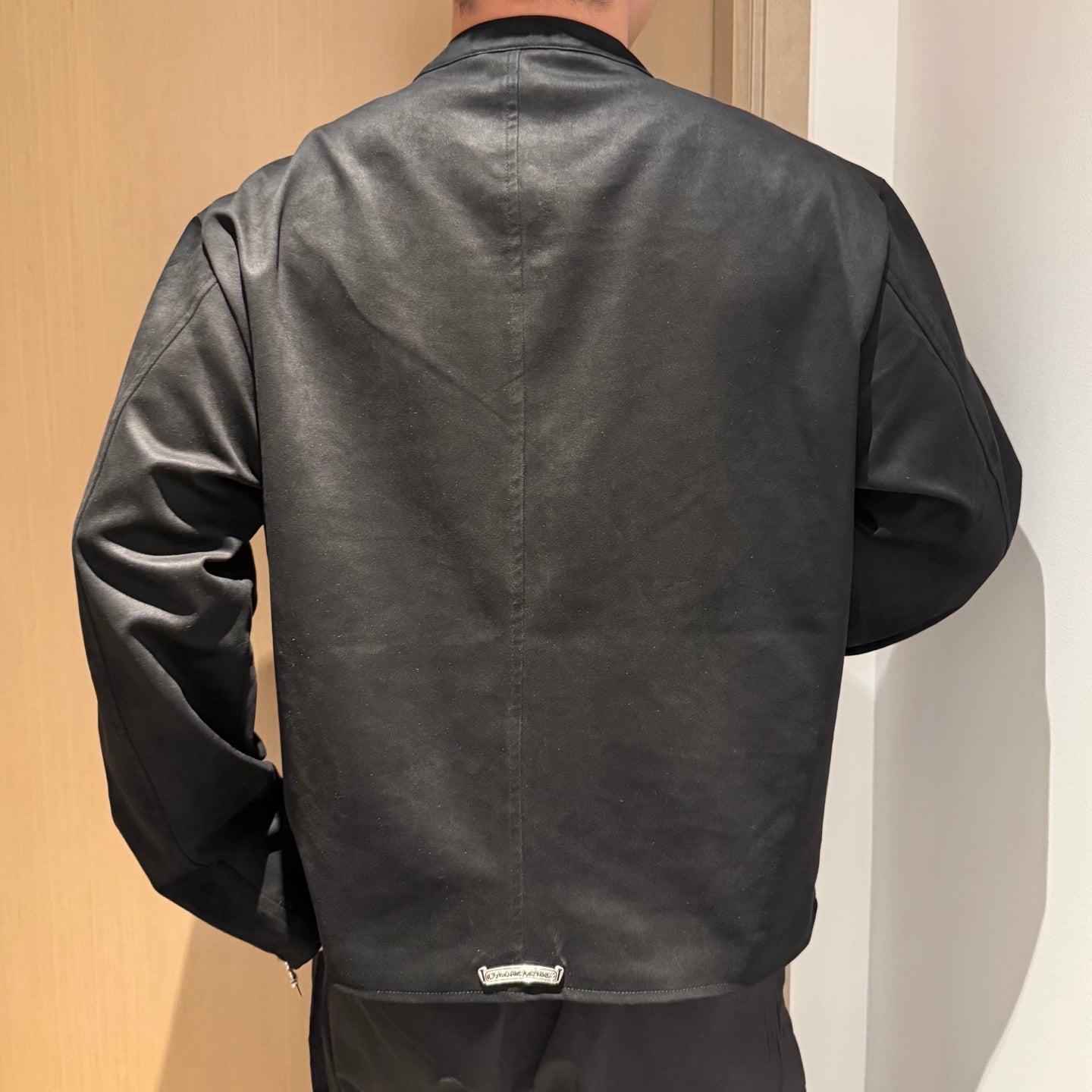 Chrome suede varsity jacket