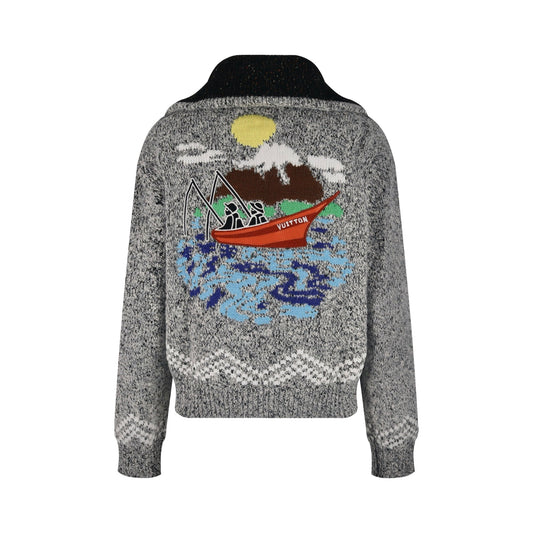 Louis lntarsia knitted jacket