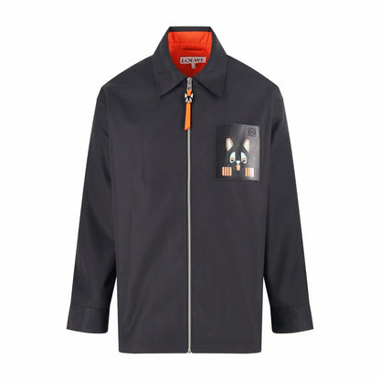 Loe graphic patch zip-up jacket