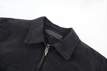 Chrome washed padded jacket