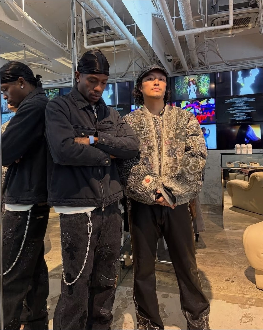 Chrome washed padded jacket