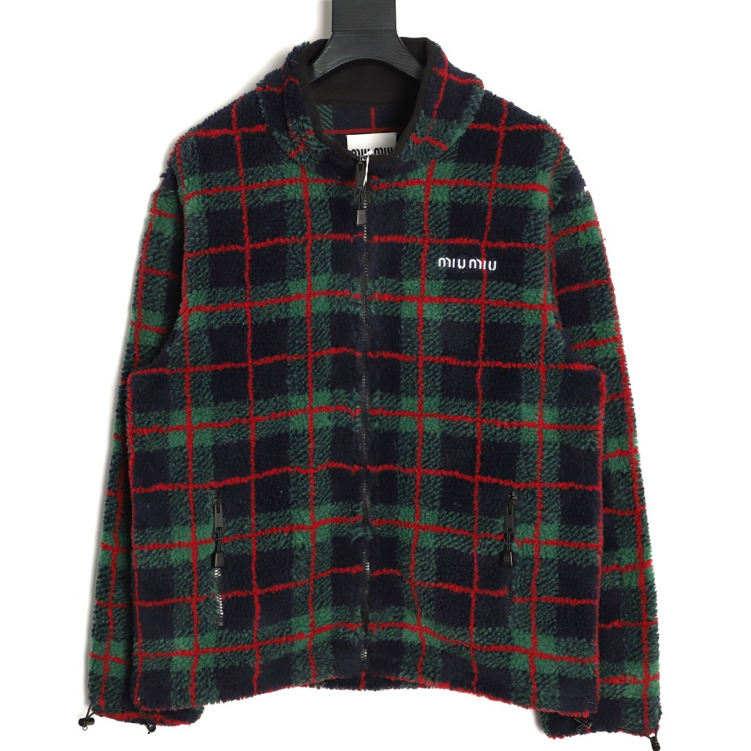 Miu plaid zip-up jacket