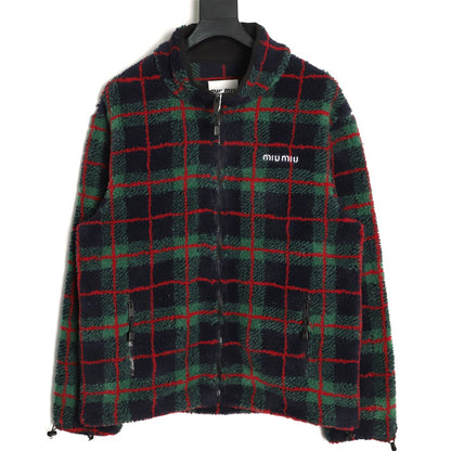 Miu plaid zip-up jacket